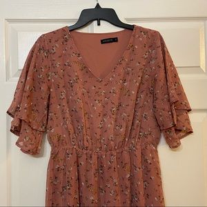 Dusty pink flower maxi dress (M)